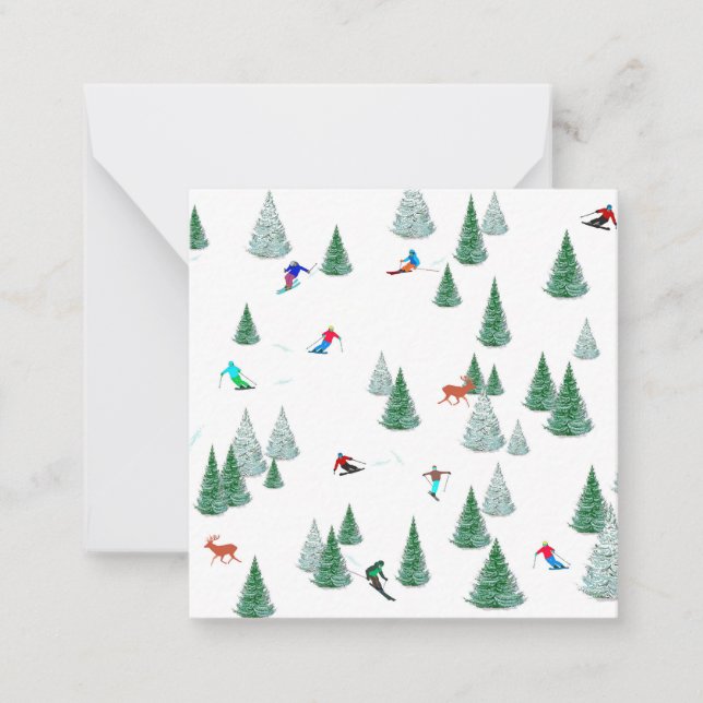 Carte De Correspondance Skieurs Ski de descente Illustration Ski de course (Devant)