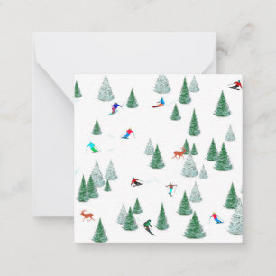 Carte De Correspondance Skieurs Ski de descente Illustration Ski de course