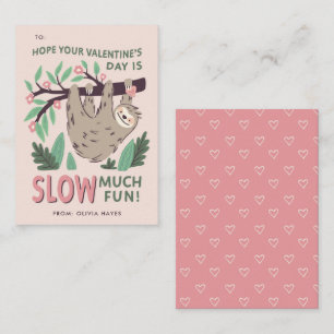 Carte De Correspondance Sloth Classroom Valentine's Exchange Note Card