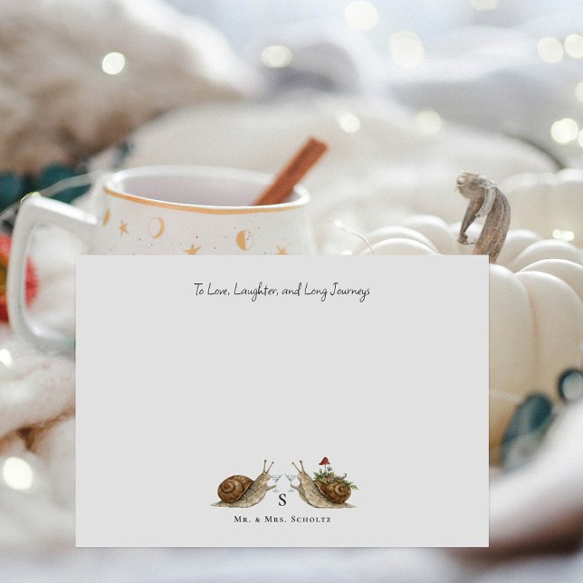 Carte De Correspondance Slow & Steady Snail Wedding | Bride & Groom (Créateur téléchargé)