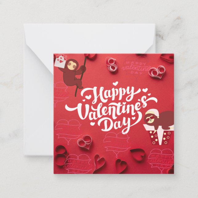 Carte De Correspondance Smooth Sloth Valentine's Day Holiday Card (Devant)