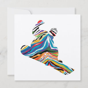 Carte De Correspondance Snowboardeur cool dans un imprimé zèbre psychédéli