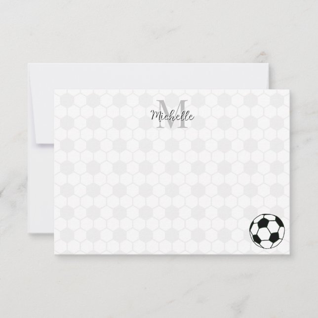 Carte De Correspondance Soccer Balls Black and White Custom Monogram (Devant)
