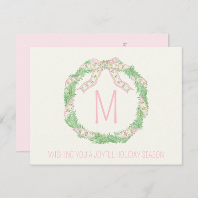 Carte De Correspondance Société chinoiserie coquette couronne de Noël (Devant / Derrière)