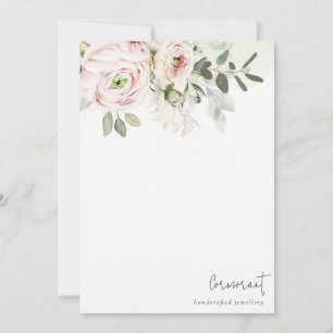 Carte De Correspondance Soft Chic Blush Pink Peony Feuilleté Botanique Flo