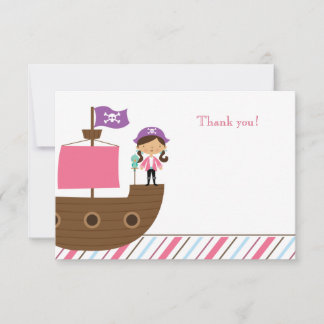 Carte De Correspondance Soirée d'anniversaire de pirate pour fille rose mi