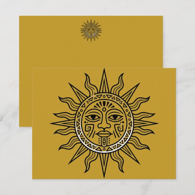 Carte De Correspondance Soleil Aztèque (Devant / Derrière)