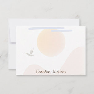 Carte De Correspondance Soleil minimaliste, montagne et oiseau personnalis