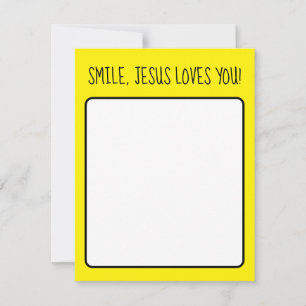 Carte De Correspondance Souriez, Jésus Vous Aime Jaune Joyeux Soleil