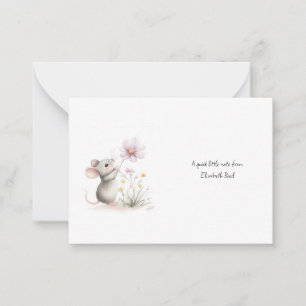 Carte De Correspondance Souris de conte de fées cueillant une fleur sauvag