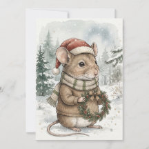 Souris de Noël vintage Holiday Woodland Forest