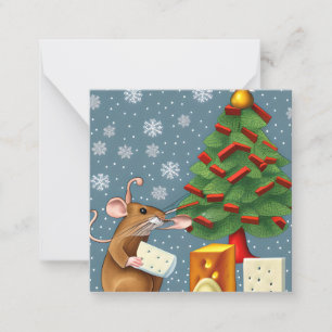 Carte De Correspondance Souris mignonne à Noël
