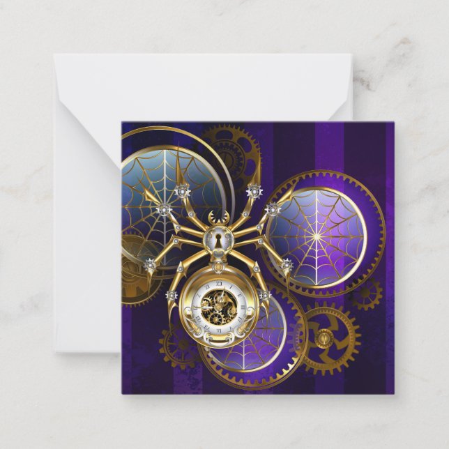 Carte De Correspondance Spider Steampunk sur Arrière - plan pourpre (Devant)