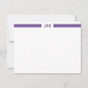 Carte De Correspondance Sportifs Monogramme Masculine violet et blanc