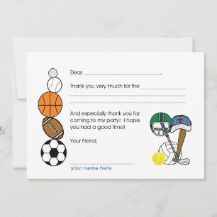 Carte De Correspondance Sports Balls Anniversaire Fête Merci note