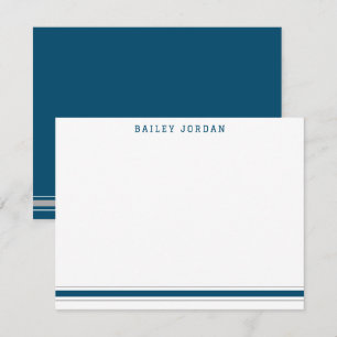Carte De Correspondance Sporty Stripes Bleu foncé et gris Athlétique pour 