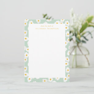 Carte De Correspondance Spring Pastel Sage Daisies Nom du bureau personnal
