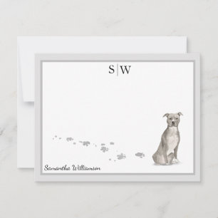 Carte De Correspondance Staffordshire Terrier Gris Monogramme frontalier P