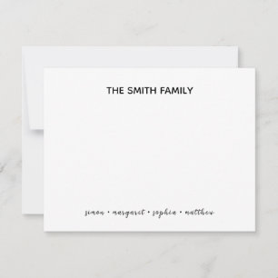 Carte De Correspondance Stationery simple de la famille de script noir