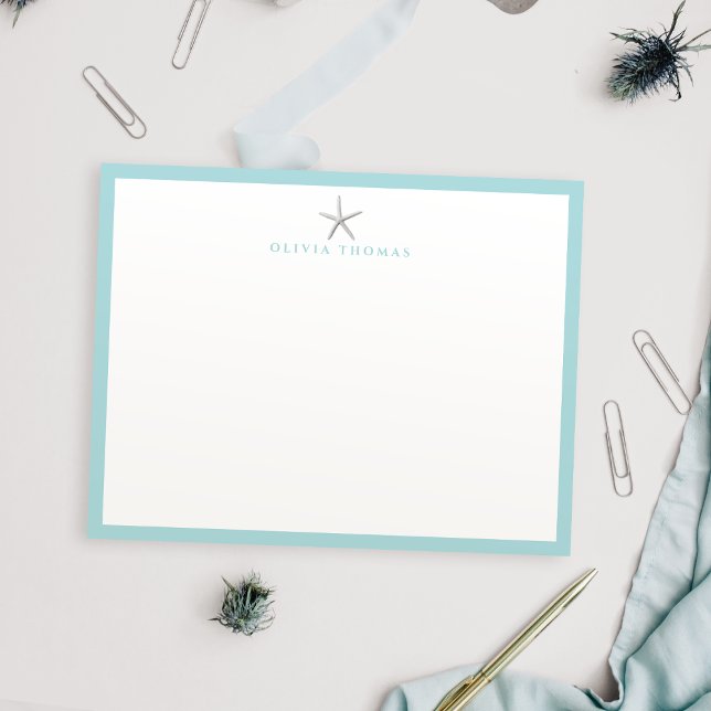 Carte De Correspondance Stationery simple nautique Starfish personnalisé (Starfish nautical simple personalized Stationery Note Card)