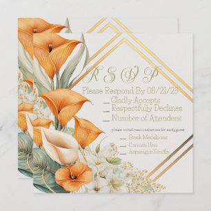 Carte De Correspondance Style moderne orange et ivoire Calla Lily RSVP