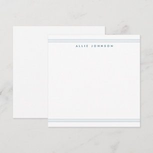 Carte De Correspondance Stylé Navy Blue Triple ligne deux bordure nom 