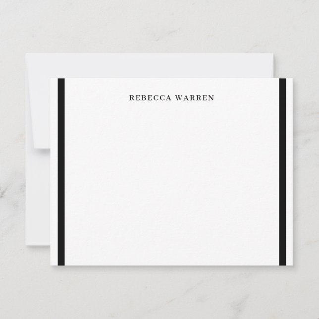 Carte De Correspondance Style noir et blanc à deux bordures simple plat (Devant)