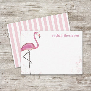 Carte De Correspondance Style rose chic Flamant rose simple Aquarelle