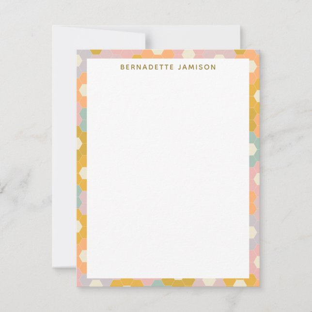 Carte De Correspondance Stylish Modern Pastel Hexagon Border Personalized (Devant)
