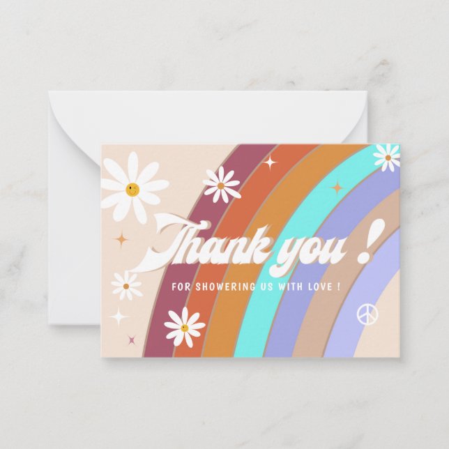 Carte De Correspondance Super aquarelle rétro merci baby shower (Devant)