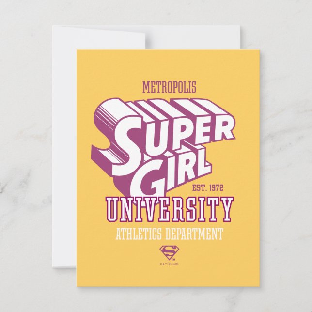 Carte De Correspondance Supergirl Metropolis University Athletics Départem (Devant)