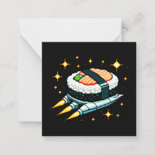 Carte De Correspondance Sushi Spacship Pixel Art Flying Sushi Roll Design