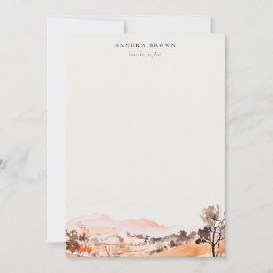 Carte De Correspondance Sutle Blush Orange Aquarelle Bois Montagne