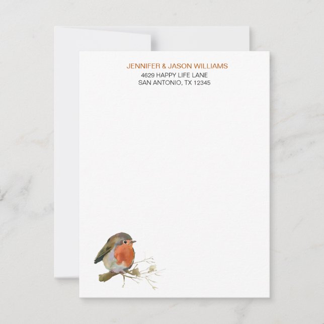 Carte De Correspondance Sweet Robin Oiseau Nature Lover papeterie (Devant)