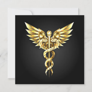 Carte De Correspondance Symbole caducee polygonale or