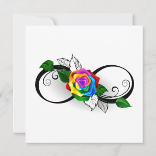 Carte De Correspondance Symbole d'infini avec Rose arc-en-ciel