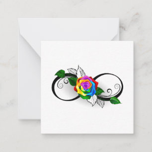 Carte De Correspondance Symbole d'infini avec Rose arc-en-ciel