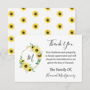 Carte De Correspondance Sympathie pour les funérailles de tournesol Merci