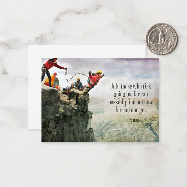 Carte De Correspondance T.S. Eliot Citation Inspirationnelle "Jusqu'où" (Devant/Arrière en situation)