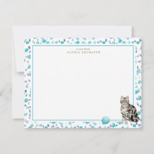 Carte De Correspondance Tabby Gris Chat Papeterie personnalisée