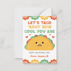 Carte De Correspondance Taco Classroom Valentine's Day Card pour enfants