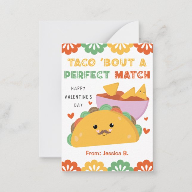Carte De Correspondance Taco Classroom Valentine's Day Card pour enfants (Devant)