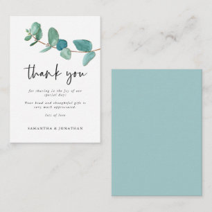 Carte De Correspondance TAILLE MINI   Eucalyptus Mariage Merci