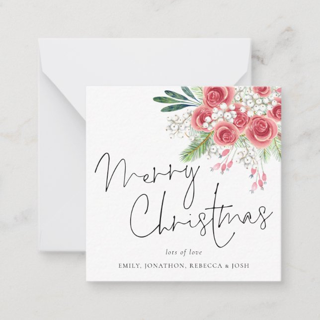 Carte De Correspondance Taille mini | Fleurs d'hiver Joyeux Noël (Devant)