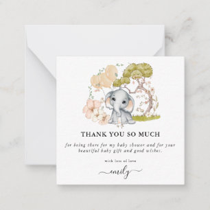Carte De Correspondance TAILLE MINI Merci Baby shower Eléphant mignon