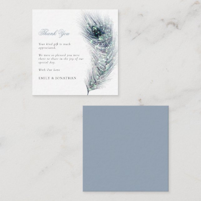 Carte De Correspondance TAILLE MINI | Peacock Mariage Merci (Devant / Derrière)