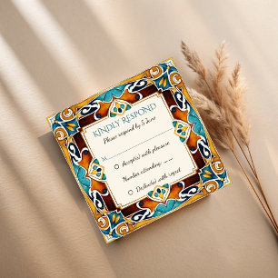 Carte De Correspondance Talavera azulejo mosaïque vintage mariage mexicain