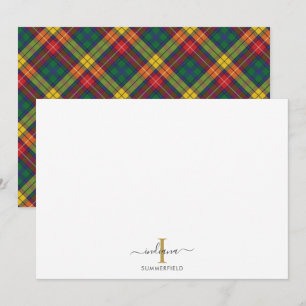 Carte De Correspondance Tartan de monogramme rustique à carreaux