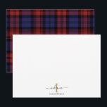 Carte De Correspondance Tartan rustique sur mesure<br><div class="desc">Ajoutez votre nom et votre initiale à ce script monogramme carte de notes plaid moderne pour ajouter style et élégance à vos cartes de notes en cliquant sur le bouton "Personnaliser"</div>