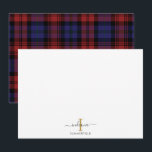 Carte De Correspondance Tartan rustique sur mesure<br><div class="desc">Ajoutez votre nom et votre initiale à ce script monogramme carte de notes plaid moderne pour ajouter style et élégance à vos cartes de notes en cliquant sur le bouton "Personnaliser"</div>